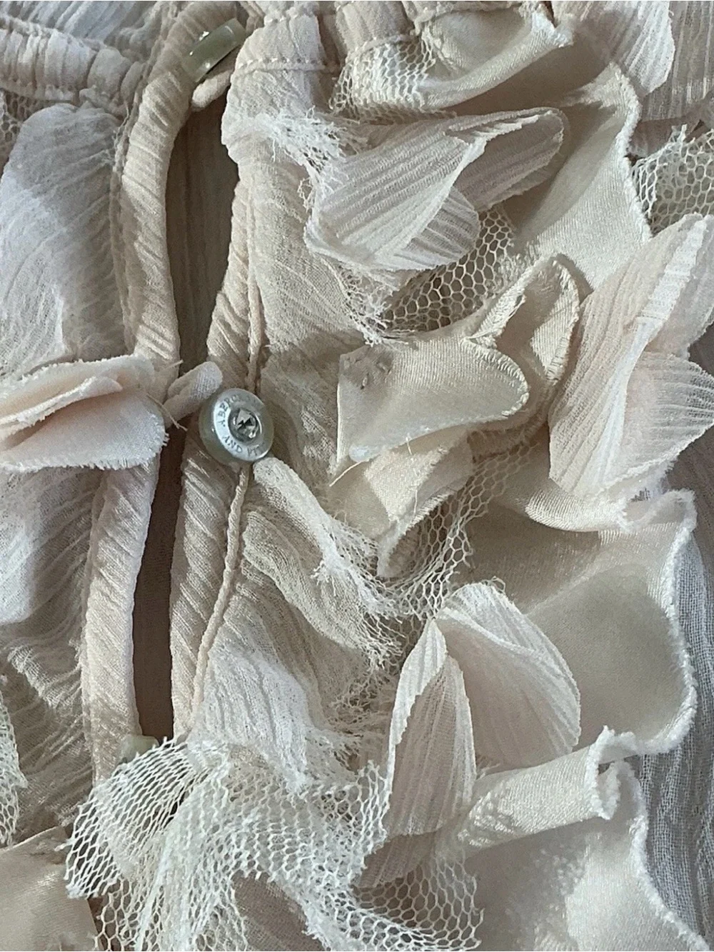 Abercrombie & Fitch Pale Pink Ruffle Front Blouse